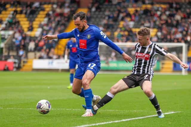 Levi Sutton in action against Notts County at Meadow Lane.