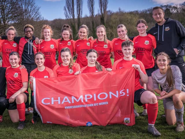 Knaresborough Town Women are the 2022/23 West Riding County League Division Four champions. Pictures: Caught Light Photography