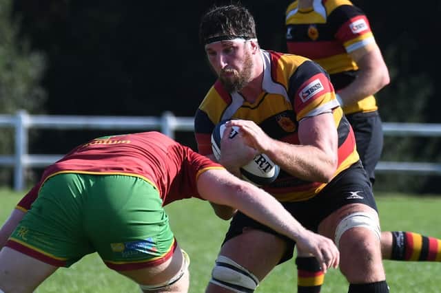 Harrogate RUFC captain Sam Brady scored his side's first try in Saturday's victory at Scunthorpe. Picture: Gerard Binks