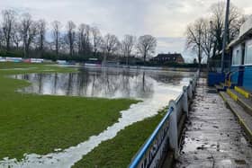 The impact on Tadcaster Albion Amateur Football Club’s finances of waterlogged pitches full of vast puddles can be substantial each time. (Picture contributed)