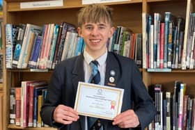 Ripon Grammar Maths star William Keens is proud to show off his certificate