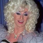 Paul O'Grady dressed as his drag queen alter ago Lily Savage at the National Television Awards at the Royal Albert Hall in London on October 8, 1997.