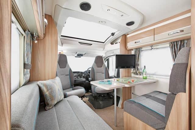 The comfortable interior of the Swift motorhome