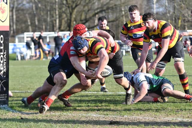 Jack Martin powers his way over the try-line to break the deadlock at Rudding Lane. Picture: Daniel Kerr
