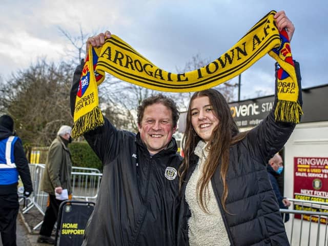 Harrogate Town supporters Dave and Molly Worton outside the EnviroVent Stadium. Picture: National World