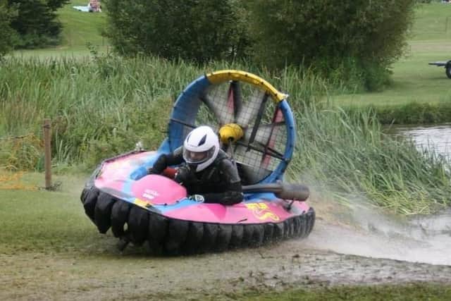 Victorious Harrogate 15-year-old Josh Morales in full flight in the Hovercraft World Championships.