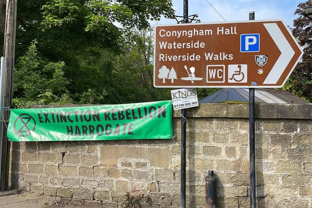 Making their point in Knaresborough above the River Nidd - Extinction Rebellion Harrogate's banner at the High Bridge near Conyngham Hall. (Picture contributed)
