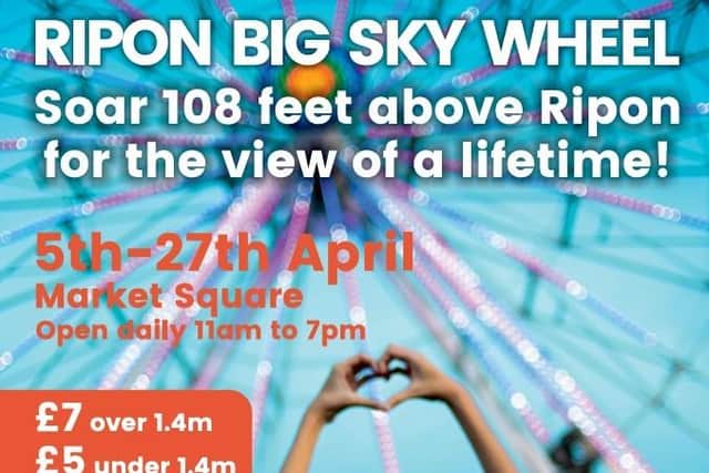 The Ripon Big Sky Wheel in the Market Square opened to the public for the first time on Saturday and will run until April 27. (Picture contributed)