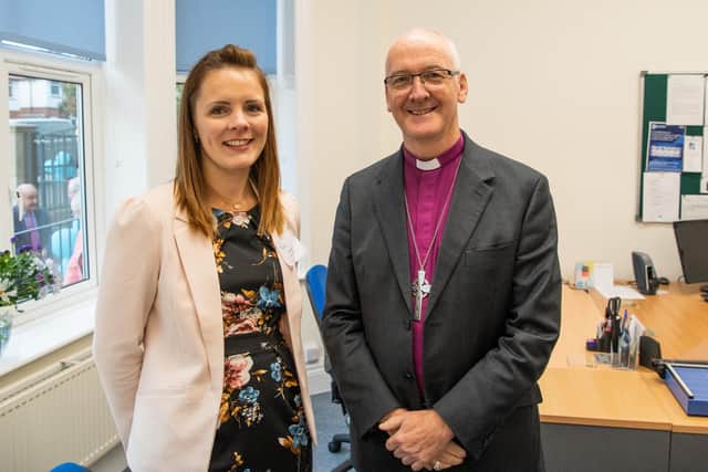 Emily Fullarton, Wellspring’s executive director. with the Rt Rev Nick Baines, Bishop of Leeds, who is Patron of Wellspring. (Picture contributed)