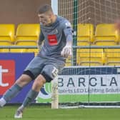 Harrogate Town goalkeeper Lewis Thomas made his League Two debut during Saturday's 1-0 home defeat to Crewe Alexandra. Pictures: Matt Kirkham