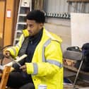 Enjoying the woodworking activity