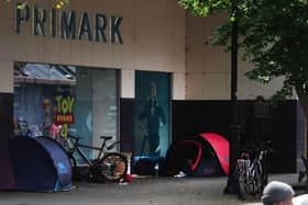 Flashback to a previous mini street begging camp in Oxford Street in Harrogate in 2019.