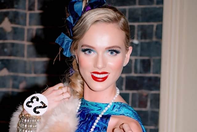 Miss Yorkshire Chloe McEwen from Harrogate in her 1920s eco dress made from recycled silk at the Miss England final. (Picture contributed)