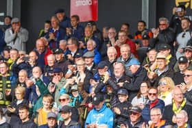 Harrogate Town supporters inside the EnviroVent Stadium during Saturday's League Two defeat to Bradford City. Picture: Matt Kirkham