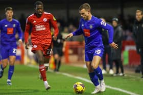 Jack Muldoon on the attack for Harrogate Town during Saturday's League Two loss at Crawley. Pictures: Matt Kirkham