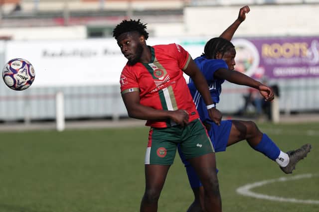 Desmond Okoro opened the scoring as Harrogate Railway got the better of Yorkshire Amateur at Station View. Pictures: Craig Dinsdale