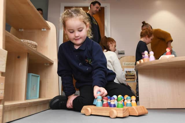 Children try out Little Ferns Pre-School at the official opening at Coppice Valley Primary Academy in Harrogate. (Picture Gerard Binks)