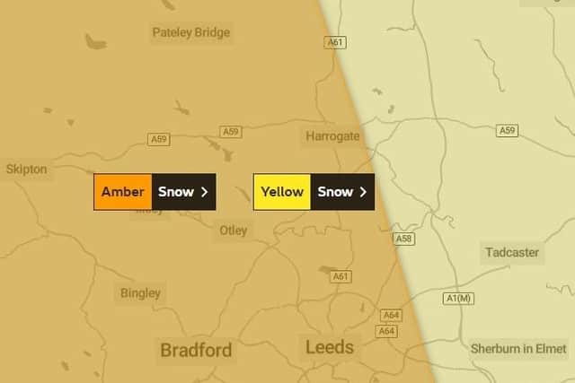 The Met Office has issued a new amber weather warning for heavy snow across the Harrogate district