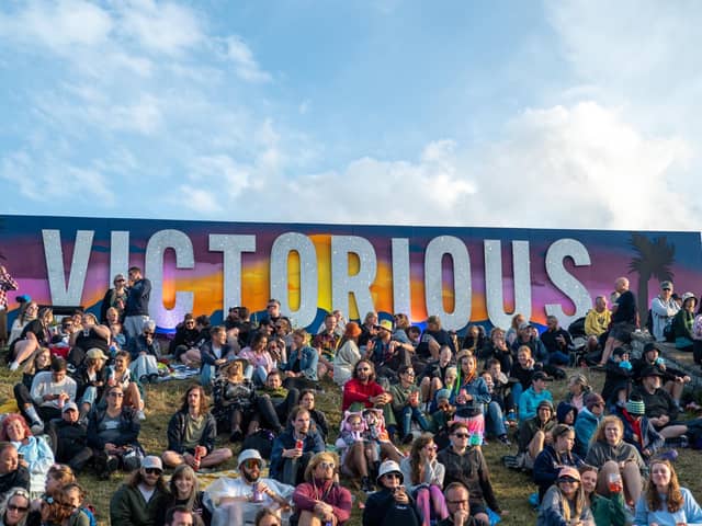 Festival-goers at Castle Field