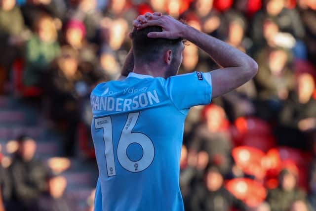 On-loan Fulham striker Olly Sanderson missed Harrogate Town's best chance in Saturday's 1-0 loss at Doncaster Rovers. Pictures: Matt Kirkham
