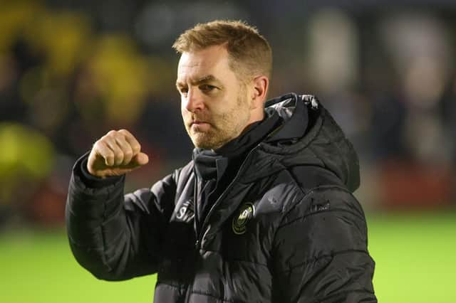 Harrogate Town manager Simon Weaver was happy with all aspects of his side's performance against visiting Mansfield. Pictures: Matt Kirkham