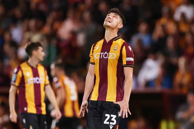 Kian Harratt is on loan at Bradford City from Huddersfield Town. Picture: George Wood/Getty Images