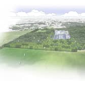 An artist’s impression of the new green space and expansion proposed by Harrogate Spring Water. (Picture contributed)