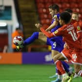 Josh Falkingham in action during Harrogate Town's 3-1 League Two defeat at Walsall. Pictures: Matt Kirkham