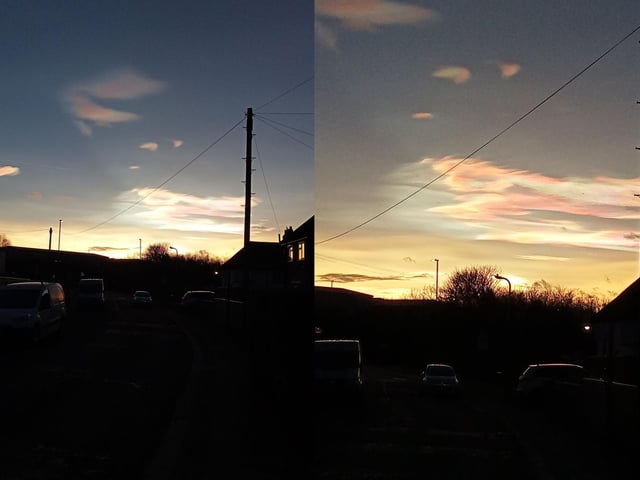 The 'rainbow clouds' illuminated the skies across north-east England.