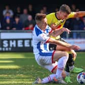 Jack Muldoon faces a late fitness test ahead of Harrogate Town's League Two trip to AFC Wimbledon. Pictures: Matt Kirkham