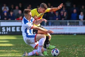 Jack Muldoon faces a late fitness test ahead of Harrogate Town's League Two trip to AFC Wimbledon. Pictures: Matt Kirkham