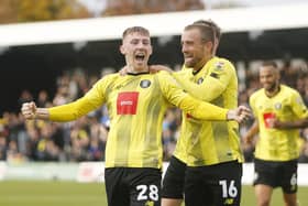 Matty Daly, left, has found the back of the net in each of Harrogate Town's previous four matches. Pictures: Paul Thompson/ProSportsImages