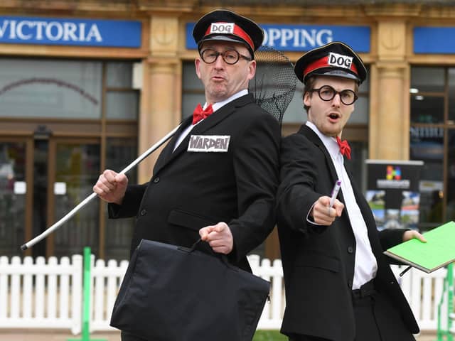 The 'dog wardens' on patrol at Harrogate BID's town centre dog show.
Picture Gerard Binks