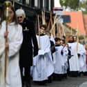 Palm Sunday procession from Ripon Market Square to the Cathedral.