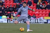 Harrogate Town goalkeeper James Belshaw in action during Saturday's League Two clash with Doncaster Rovers. Pictures: Matt Kirkham