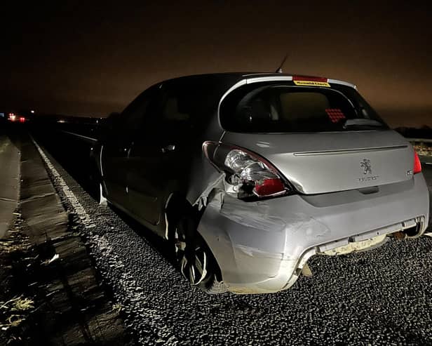A driver has failed a breath test after losing control and crashing on the A1(M) in the Harrogate district