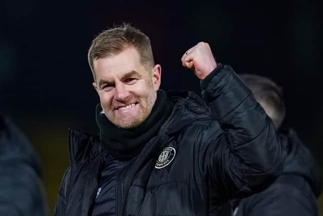 Harrogate Town Manager Simon Weaver enjoys his side's third consecutive victory.