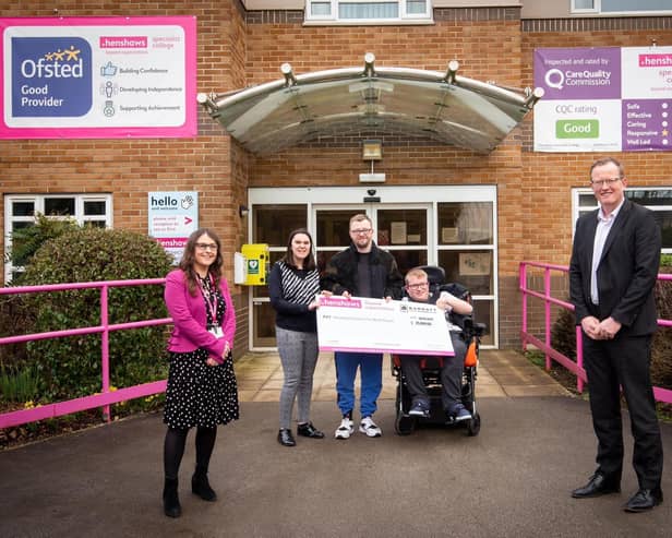 Henshaws Specialist College has received a £25,000 donation to help towards building a new outdoor classroom