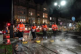 Harrogate Business Improvement District's street cleaning crew back in town power washing streets ahead of the Christmas season.