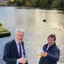 Harrogate and Knaresborough MP Andrew Jones with Frank Maguire, owner of Meridian Parks which runs Knaresborough Lido, who is supporting the campaign to win official bathing water status for part of the River Nidd. (PIcture Andrew Jones MP)