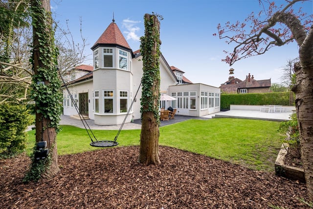 View across the garden to the distinctive property.