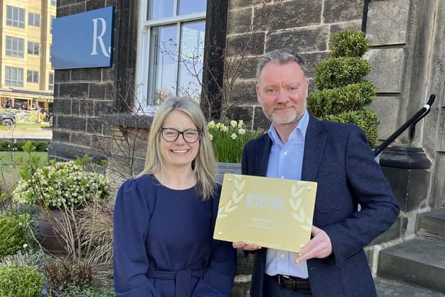 Raworths’ HR Manager Lisa Robinson and Managing Partner Simon Morris pictured after the Harrogate-based legal firm retained its Investors in People (IIP) Gold award. (Picture contributed)