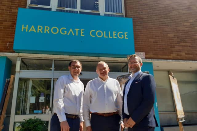 Harrogate College Principal Danny Wild with Liberal Democrat leader Sir Ed Davey and Lib Dem parliamentary candidate for Harrogate and Knaresborough, Tom Gordon. (Picture contributed)