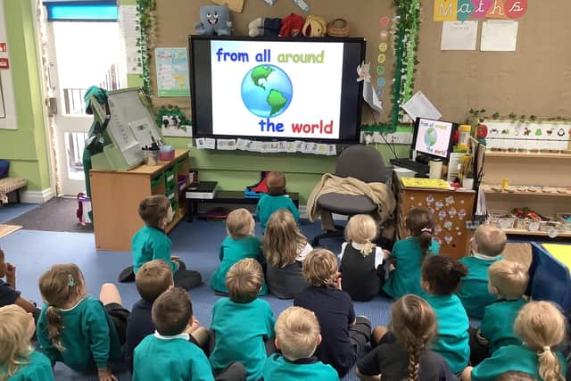Oatlands Infant School in Harrogate invited families and staff members to film themselves reading a story in another language as part of European Day of Languages. (Picture contributed)