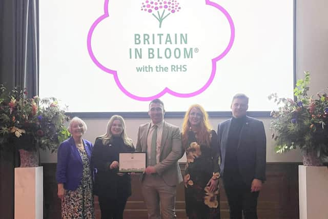 RHS Britain in Bloom glory for Harrogate - Pam Grant (Harrogate in Bloom), Bethany Allen (Harrogate BID), Matthew Chapman (Harrogate BID), Kitti Johnson (Harrogate BID) and Nick Smith (Harrogate Flower Shows). (Picture contributed)