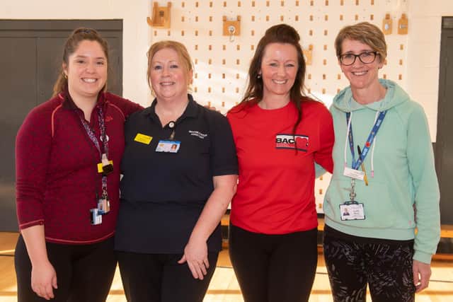 The team at Fairfax Wellbeing hub in Harrogate – Valentina Vergara, physiotherapist; Fiona Love, cardiac rehab physio assistant, Emma Spalding, cardiac rehab instructor and Clare Mills, head cardiac rehab nurse. (Picture contributed)