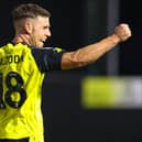 Jack Muldoon celebrates after finding the net during Harrogate Town's 1-1 draw against Swindon on Saturday afternoon. Pictures: Matt Kirkham