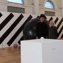 Current exhibition - Controversial artist Turner Prize-winning Martin Creed pictured at Mercer Gallery in Harrogate with the gallery's curator, Karen Southworth.