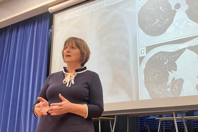 Dr Elizabeth Garthwaite delivered a powerful message to Ripon Grammar School students