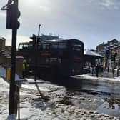Still running  - Harrogate bus station today. Harrogate Bus Company said: "Due to today's weather and road conditions, we have a number of diversions and delays on some of our routes. (Picture by Graham Chalmers)